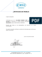 Certificado trabajo soldador Consorcio Meca Lima 2023