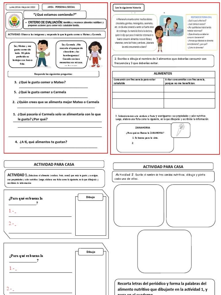 Ficha de Personal Social | PDF | Cocinando | Cocina