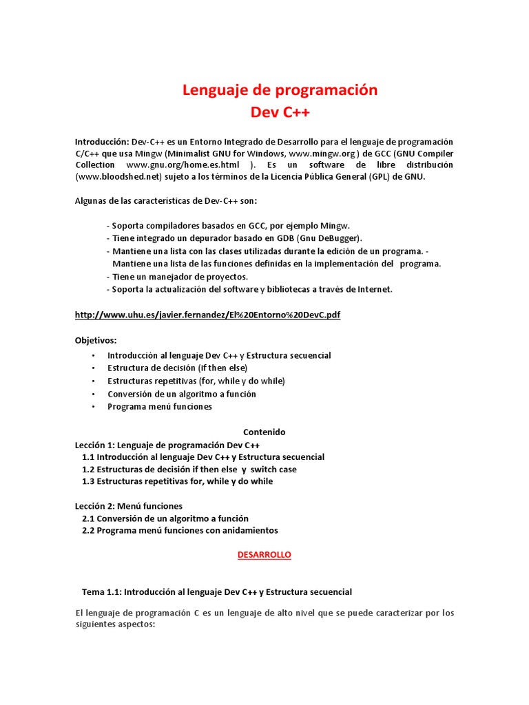 Lenguaje de programaci n dev c descargar gratis pdf compilador