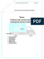 Tema: Criterios de Conservación y Transporte de Las Muestras