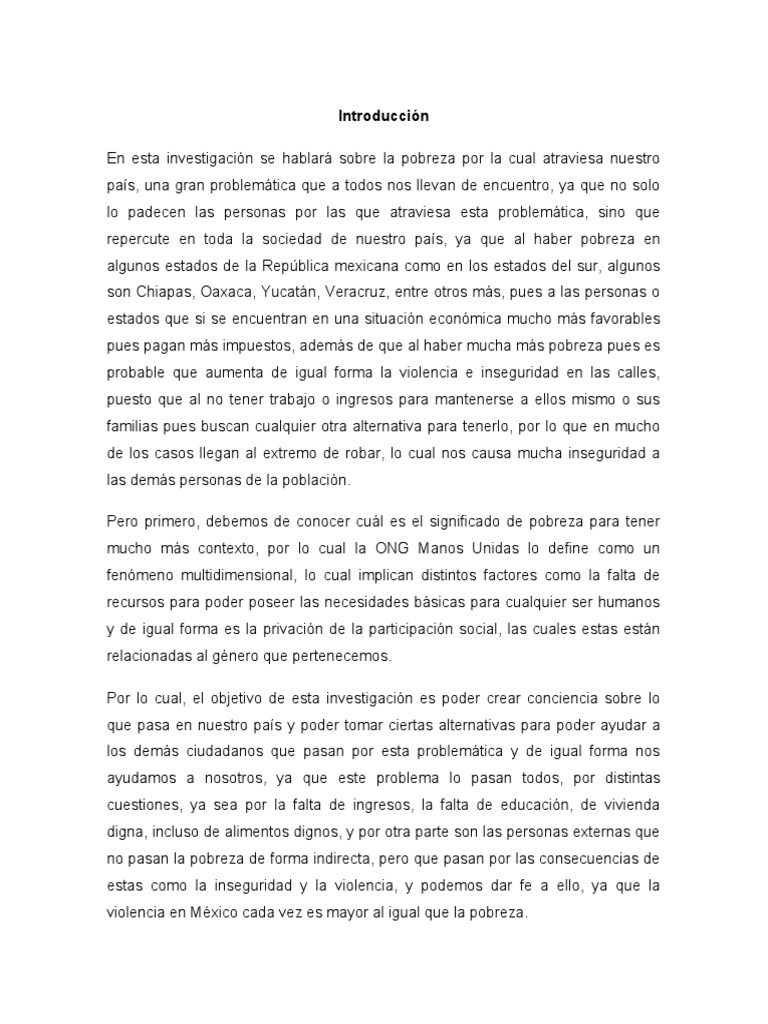 La Pobreza en Mexico | PDF | Pobreza | Pobreza e indigencia