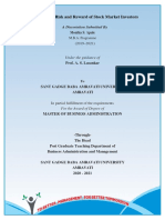 A Study of The Risk and Reward of Stock Market Investors: M.B.A. Programme (2019-2021)