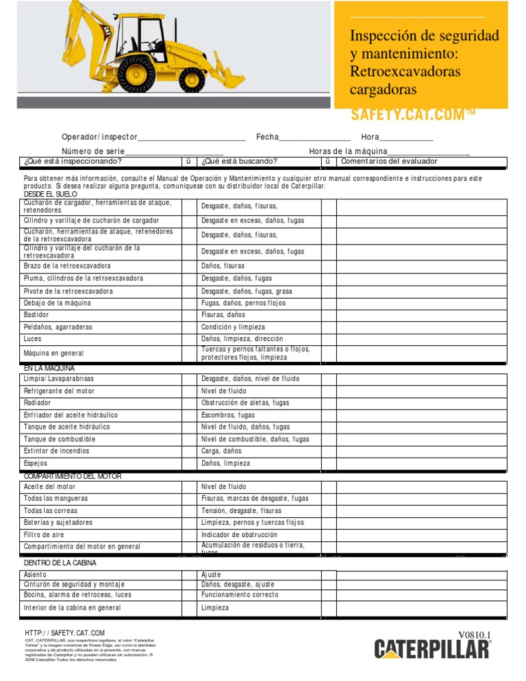 ES Safety+&+Maintenance+ChecklistBackhoe+Loaders V0810.1 PDF