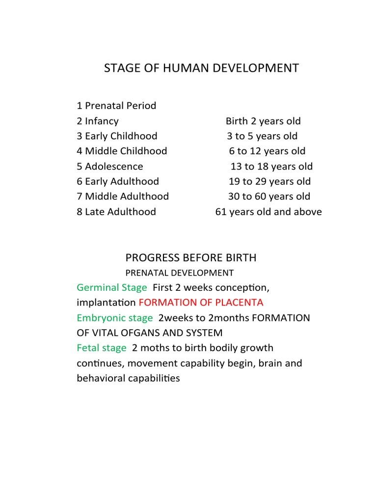 Stage of Human Development | PDF