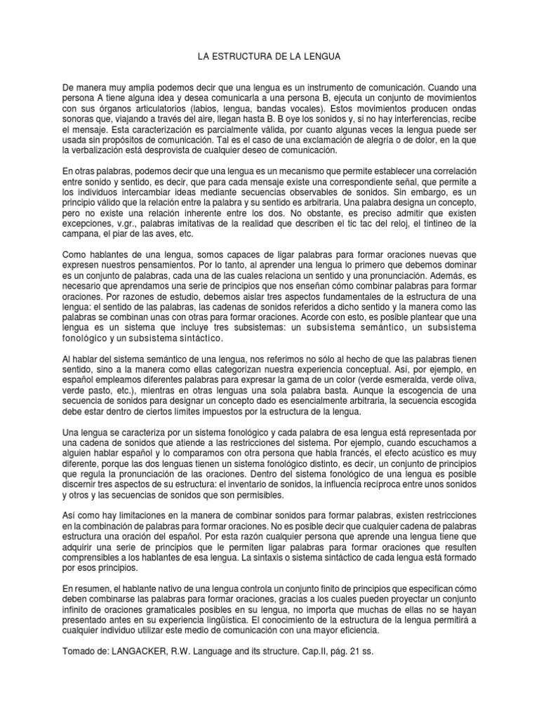 Estructura y Función de la Lengua | PDF | Artes del Lenguaje y Comunicación