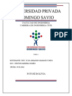 Universidad Privada Domingo Savio: Facultad de Ingenieria Carrera de Ingenieria Civil