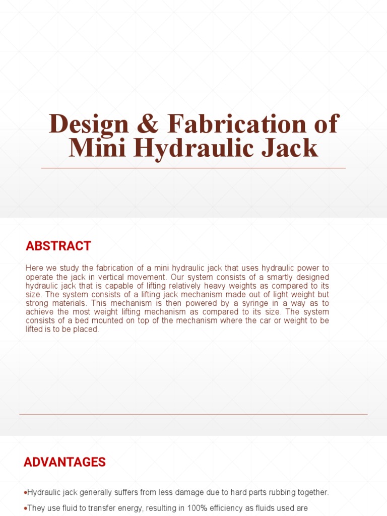 MEC69 - Design & Fabrication of Mini Hydraulic Jack | PDF | Tools ...