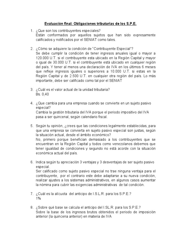 Obligaciones de Sujetos Pasivos Especiales | PDF | Impuesto al valor ...