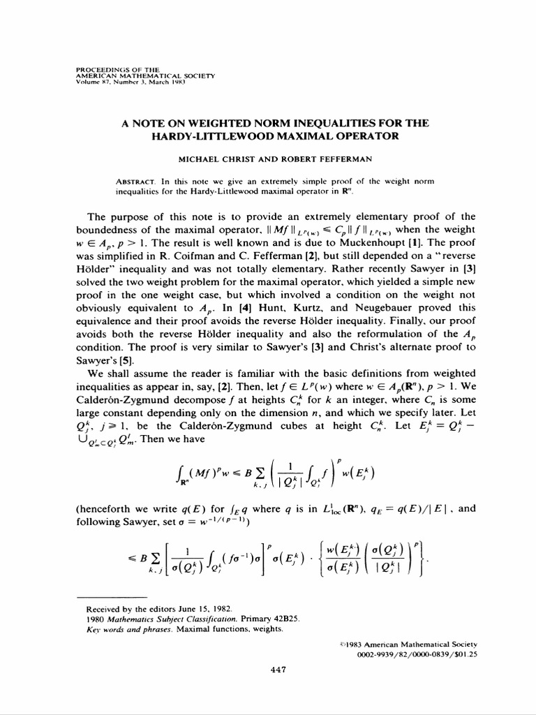 A e v t ii a note on weighted norm inequalities