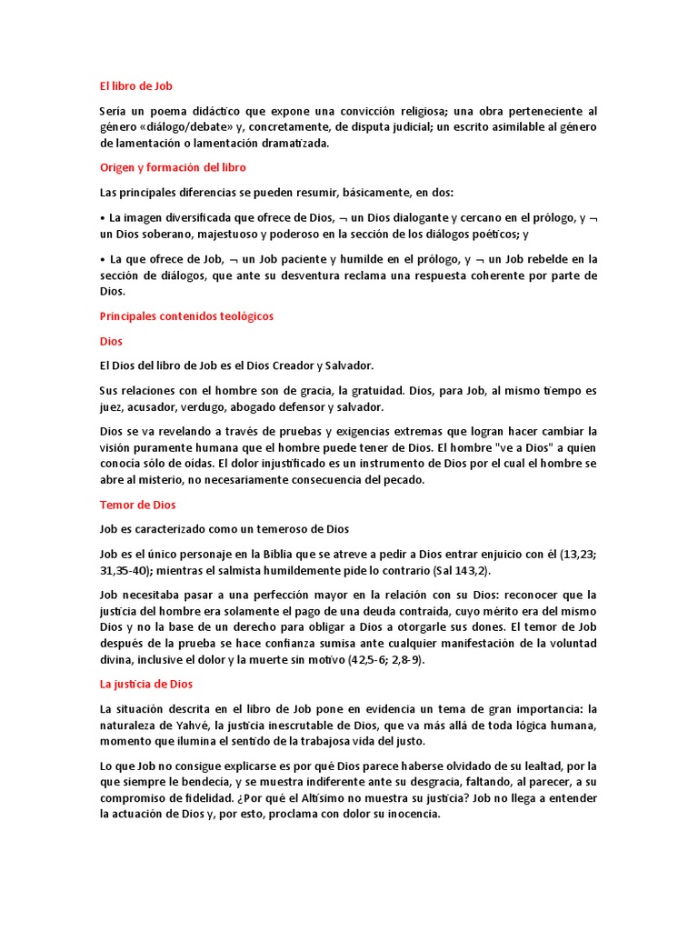 Job: La Fe y el Sufrimiento Justo | PDF | Libro de trabajo | Dios