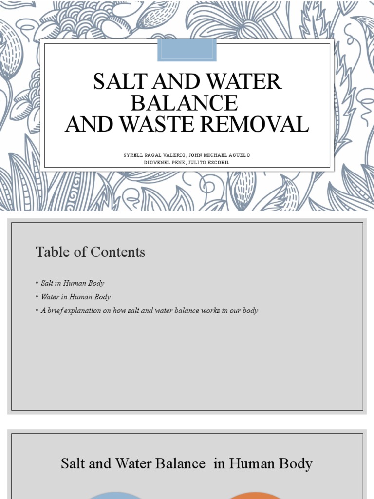 Salt and Water Balance and Waste PDF