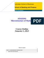 FINS5593 Microstructure of Markets: Course Outline Semester 1, 2013