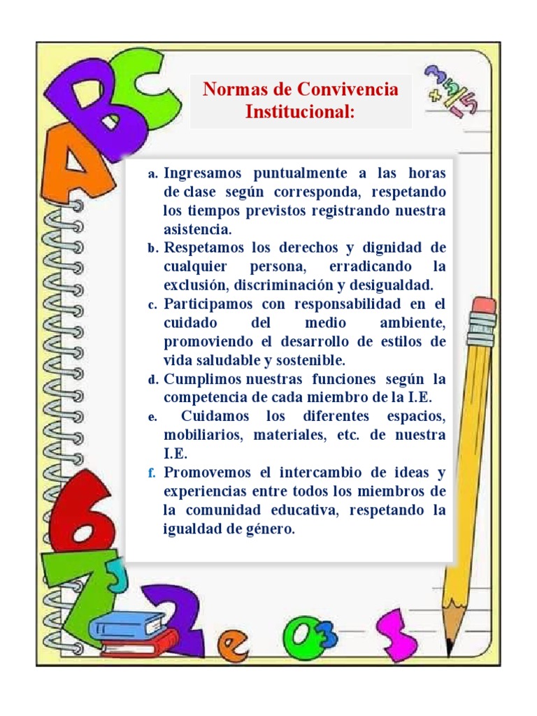 Normas de Convivencia Escolar | PDF | Salud y bienestar