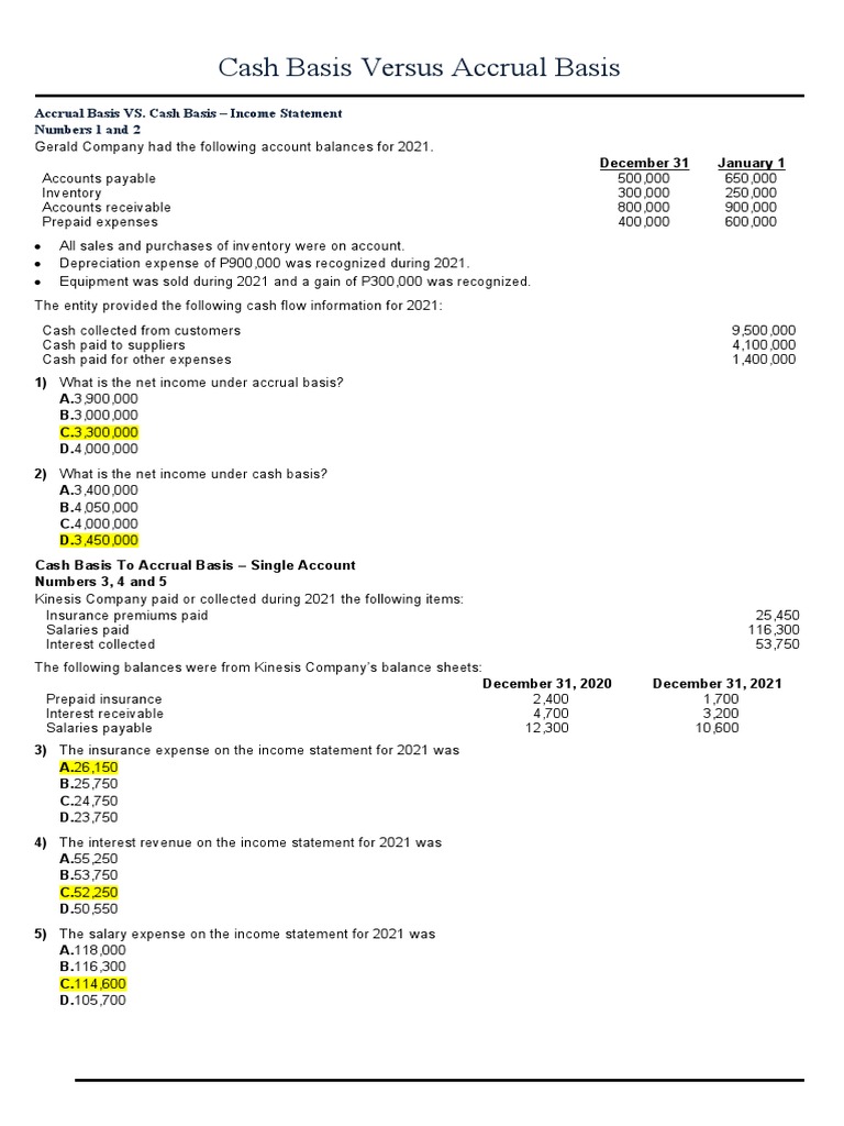 Cash Basis vs Accrual Basis Accounting | PDF | Accrual | Expense