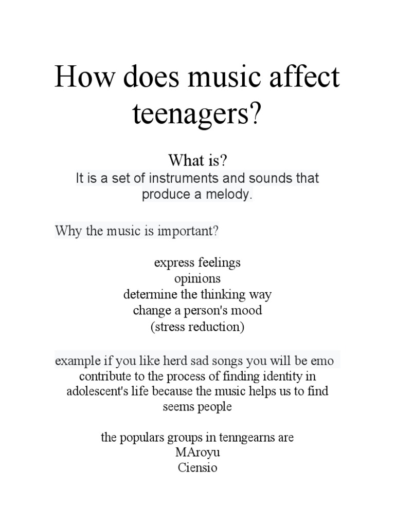 How Does Music Affect Teenagers? What Is? PDF