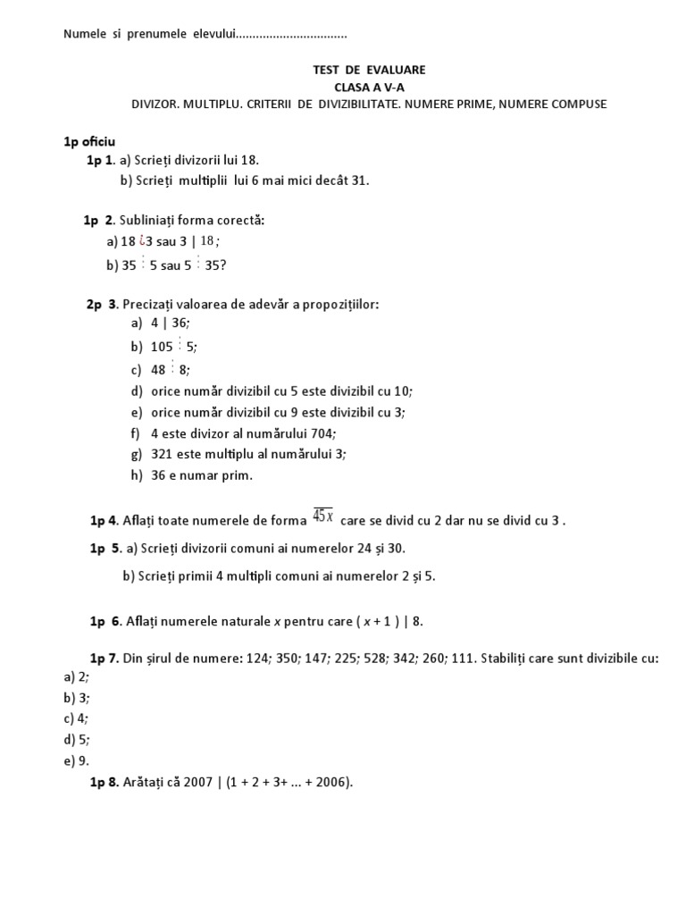 Testdivizibilitate 5 | PDF