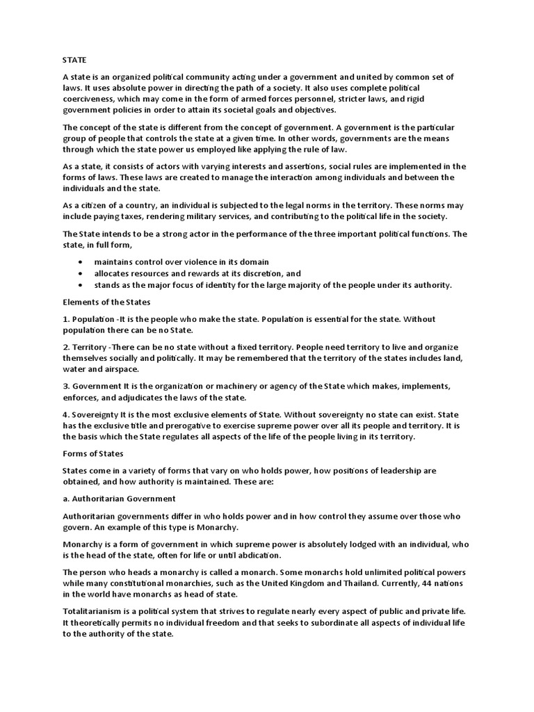 STATE And Non State PDF