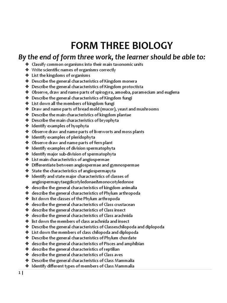 FORM THREE BIOLOGY | PDF