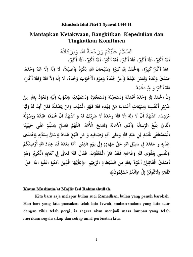 Khutbah Idul Fitri 2023 PDF