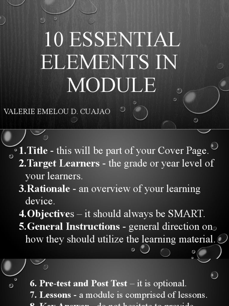 Essential Elements of a Learning Module | PDF