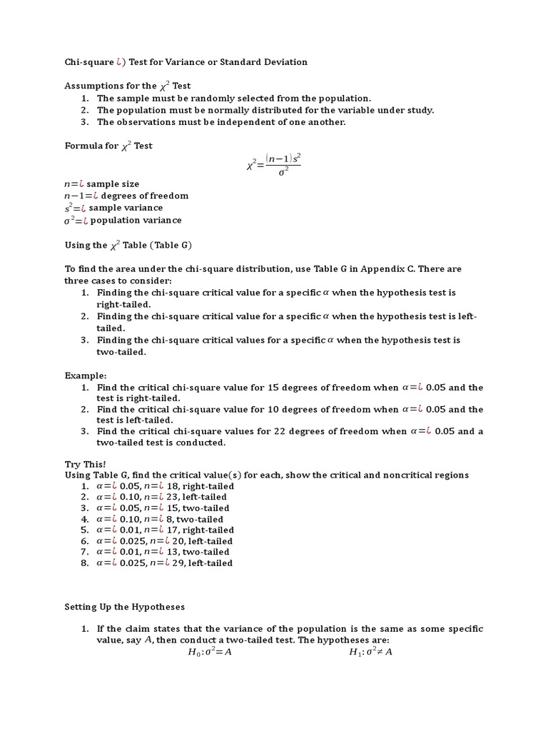 Chi-Square Test for Variance Explained | PDF | Chi Squared Distribution ...