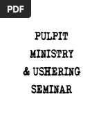 Pulpit Ministry & Ushering Seminar