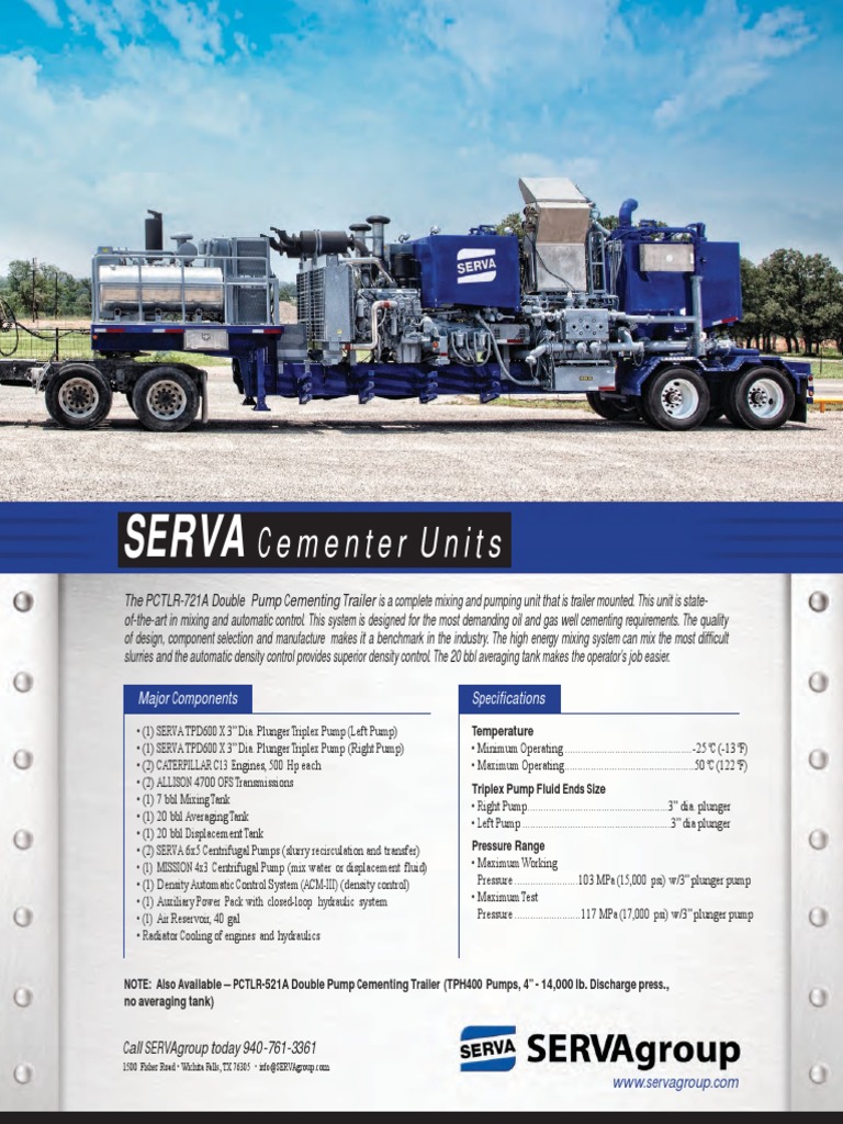 SERVA Double Pump Cementing Trailer | PDF | Pump | Machines