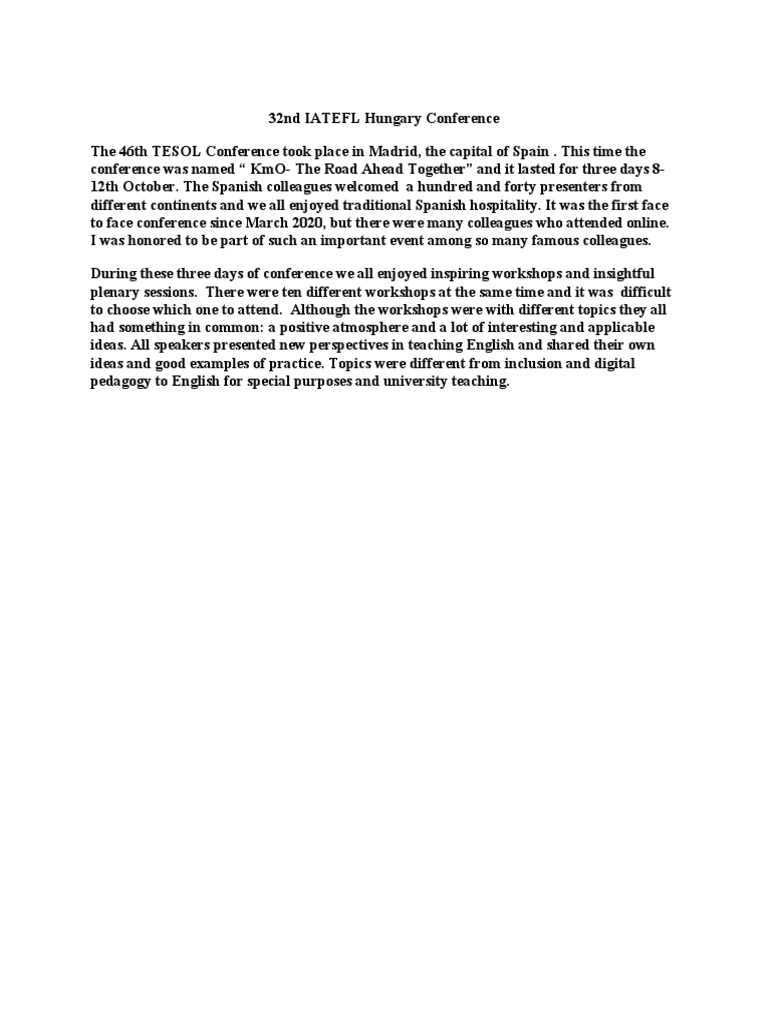 46th TESOL Spain Conference | PDF | Pedagogy | English As A Second Or ...