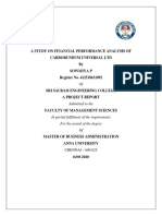 A Study On Financial Performance Analysis of Carborundum Universal LTD by Sowmiya P Register No. 412518631092