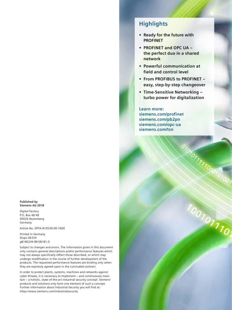 Dffa b10530 00 Profinet Broschuere72dpi | PDF | Information And ...