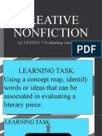 Creative Nonfiction: Q3 LESSON 7 Evaluating One's Draft