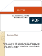 Unit Ii: Sales Contract and Documentation