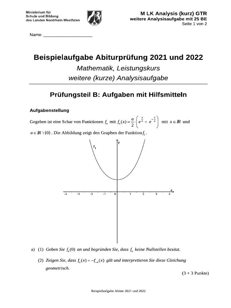  Beispielaufgabe Abiturprüfung 2021 Und 2022 