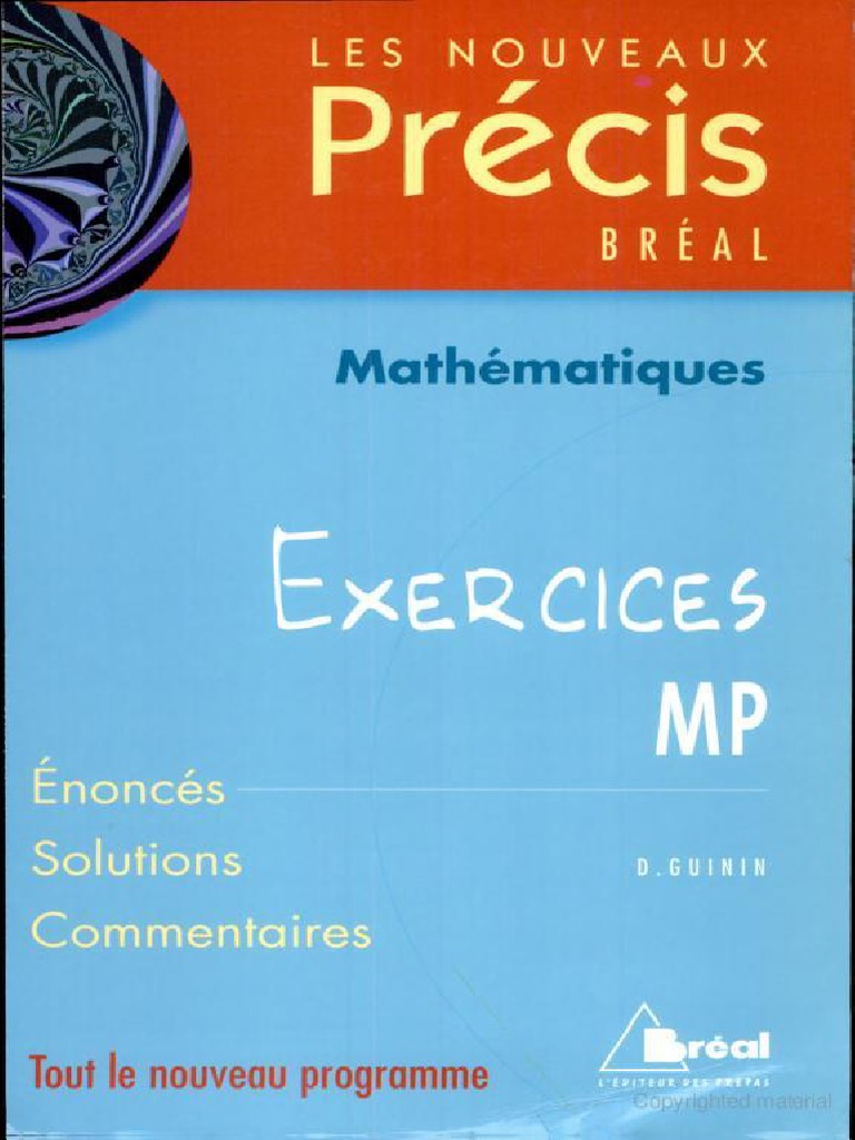 Precis Mathematiques MP - Exercices Corrigés Et Méthodes | PDF
