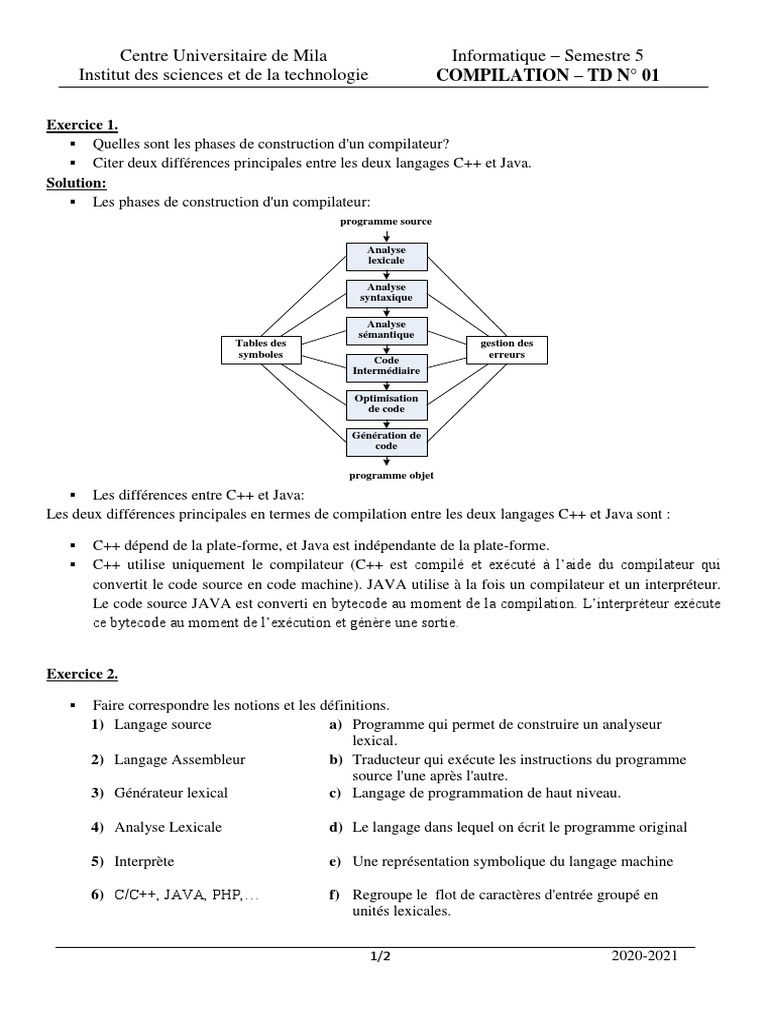 Phases de compilation et langages C++/Java | PDF | Compilateur ...