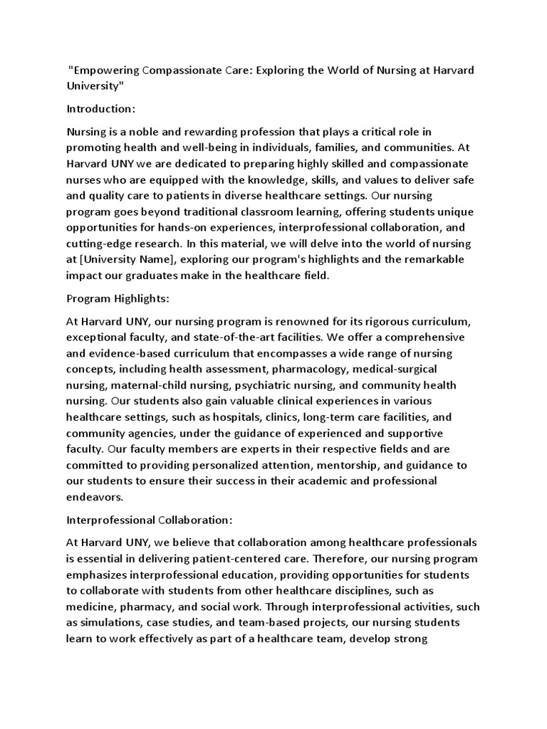 Nursing at Harvard UNY 1 PDF