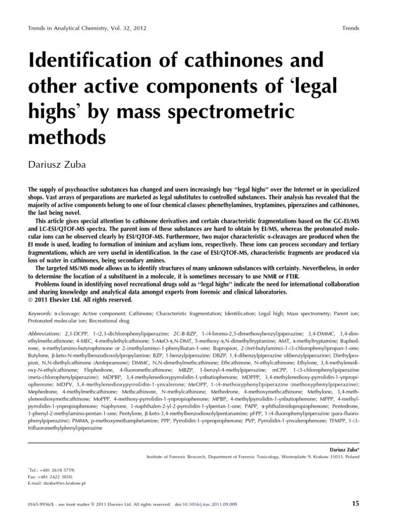 Mass Spectrometric Methods for Identification of Cathinones and Other