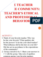 THE TEACHER AND THE COMMUNITY TEACHER'S ETHICAL AND PROFESSIONAL BEHAVIOR Week 11