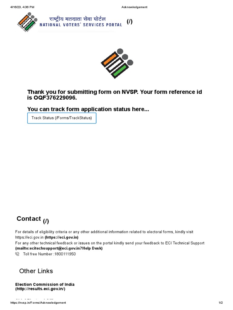 Nvsp Service Portal Track Status Application