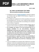 1st Provisonal Merit List & Waiting List B A LL B Hons V1sdadsa