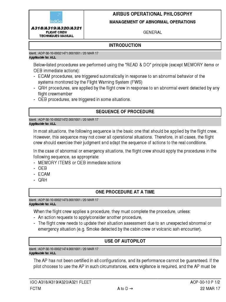 Airbus A320 Abnormal Operations Manual | PDF | Aeronautics | Jet Aircraft