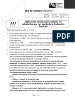 Prueba de Síntesis 2022/23-1: Esta Prueba Sólo La Pueden Realizar Los Estudiantes Que Han Aprobado La Evaluación Continua