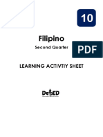 Filipino: Learning Activtiy Sheet