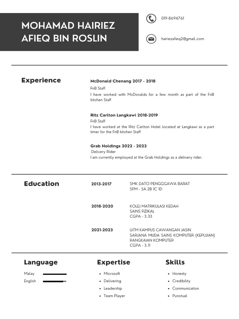 Abu Abu Minimalist Resume PDF - 1682252495