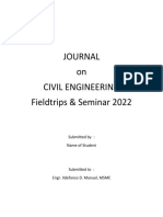 Journal On Civil Engineering Fieldtrips & Seminar 2022: Submitted By: Name of Student