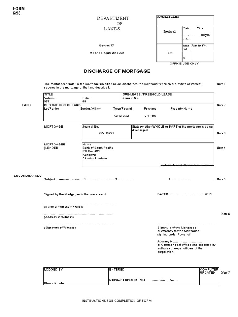 Discharge of Mortgage PDF