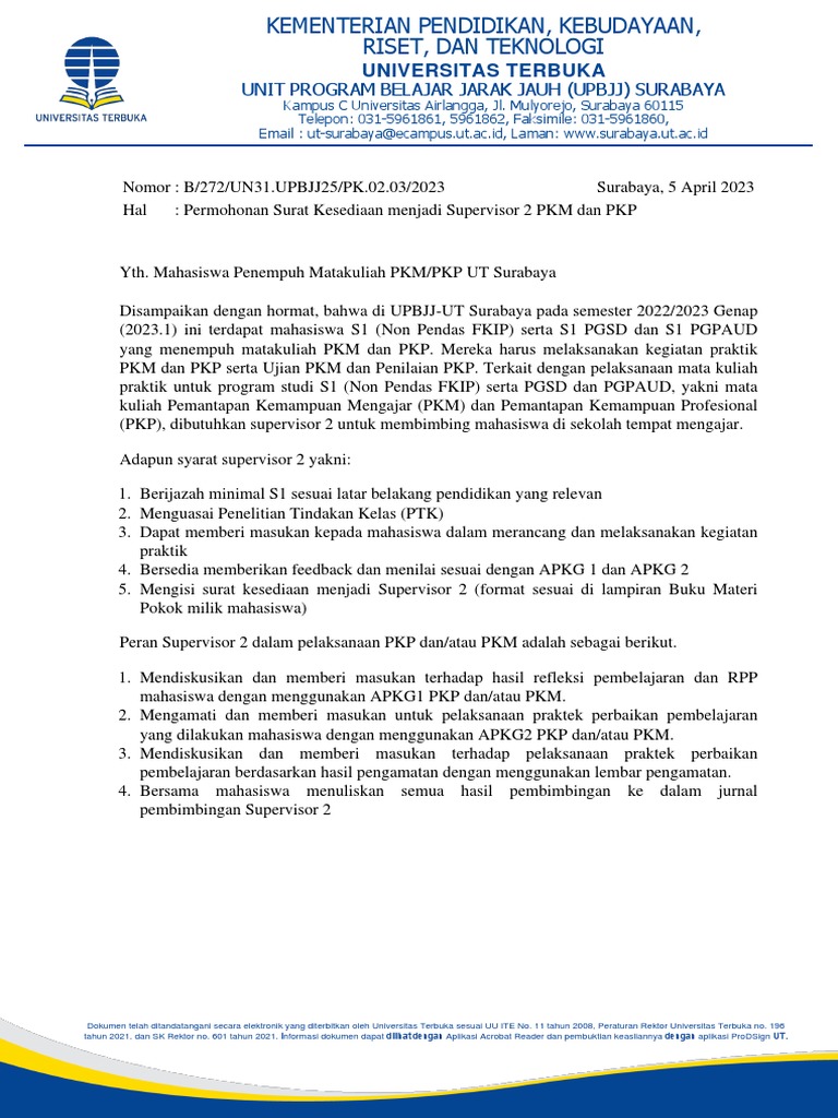 Permohonan Kesediaan Supervisor 2 PKM | PDF | Sains & Matematika ...