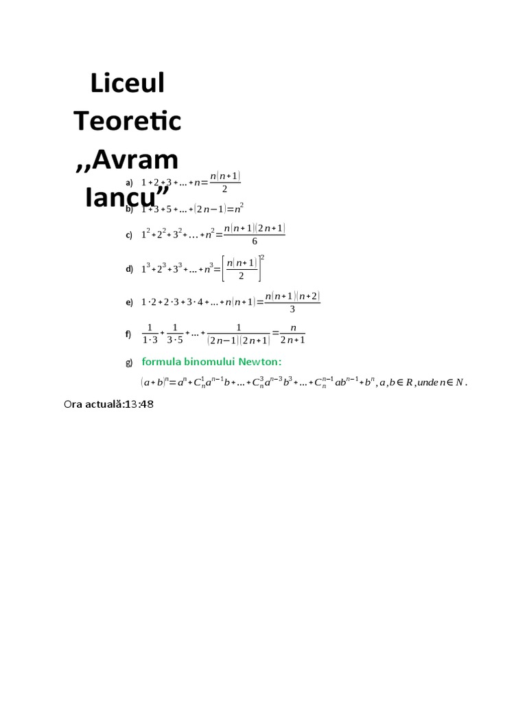 Mathematical Formulas and Identities | PDF
