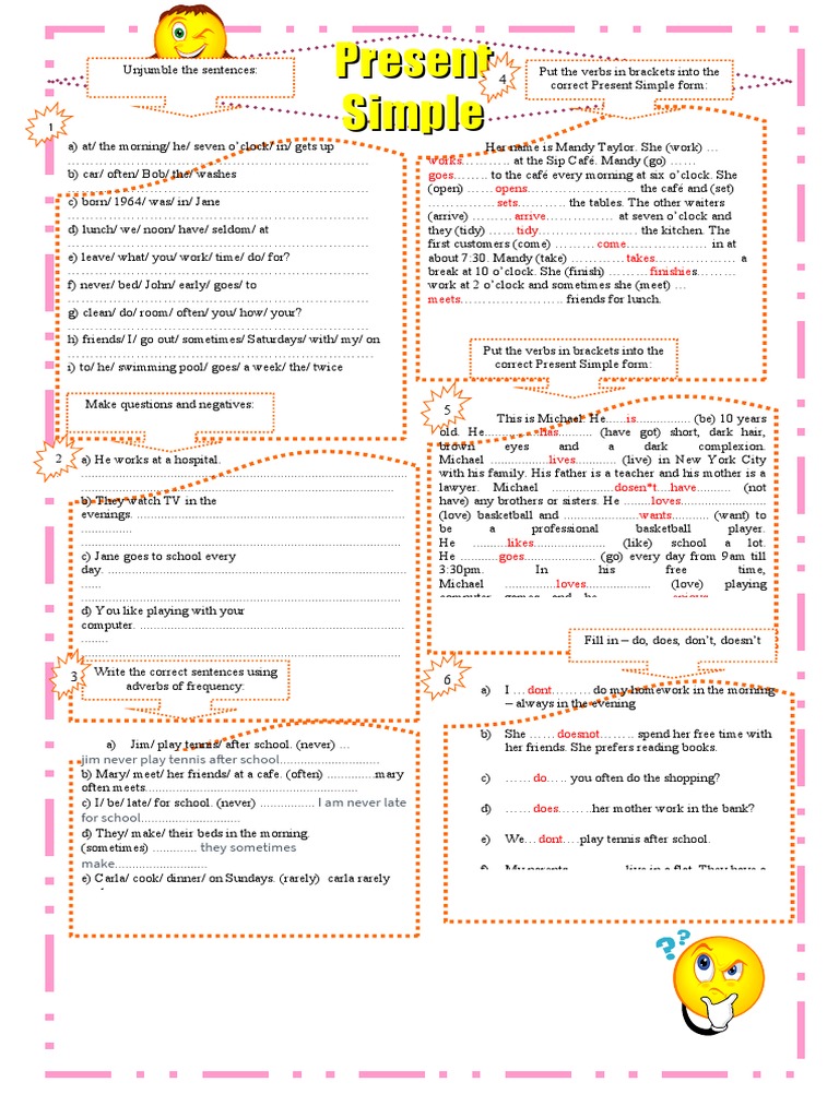 Present Simple Exercises | PDF | Languages | Foreign Language Studies