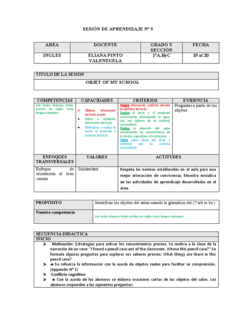 Sesion N°5 19 de Abril 1°A, B y C | Descargar gratis PDF | Aprendizaje ...
